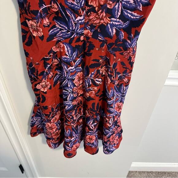 Rebecca Taylor Blue Red Floral Silk Mini Dress 4 - Picture 8 of 16